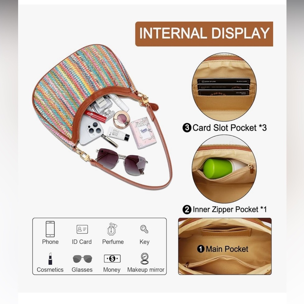 🆕 Shoulder Bag for Women Cute Hobo Purses and Handbags Retro Clutch Purse - Picture 4 of 7